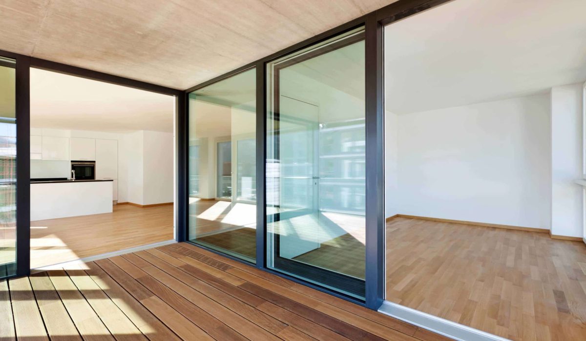 beautiful new apartment, view of the rooms from the veranda